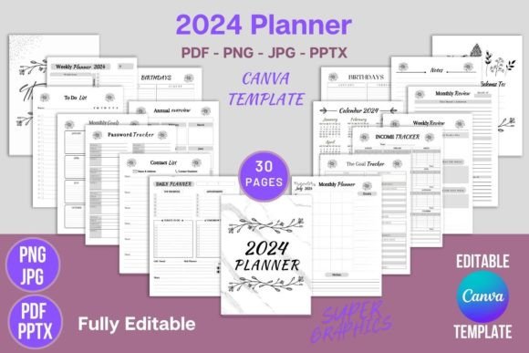 Download 2024 Planner Editable Canva Template KDP - Kdp Collection