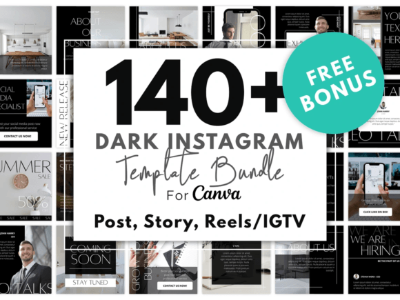 Download 140 Dark Instagram Template KIT BUNDLE - Instagram Collection