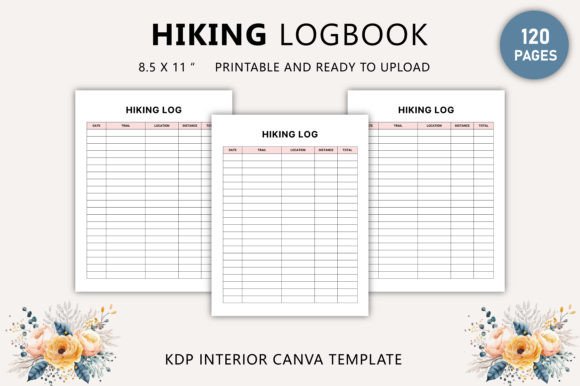 Download Hiking Log Book Canva Template KDP - Kdp Collection