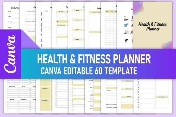 Download Health &amp; Fitness Planner Canva KDP - Kdp Collection