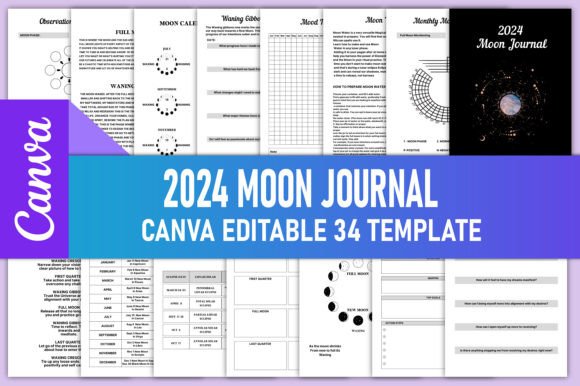 Download Editable 2024 Moon Journal Canva KDP - Kdp Collection