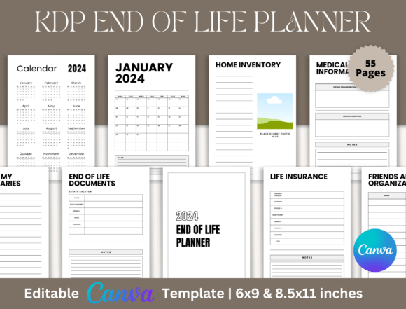 Download Canva End of Life Planner for KDP 2024 - Kdp Collection