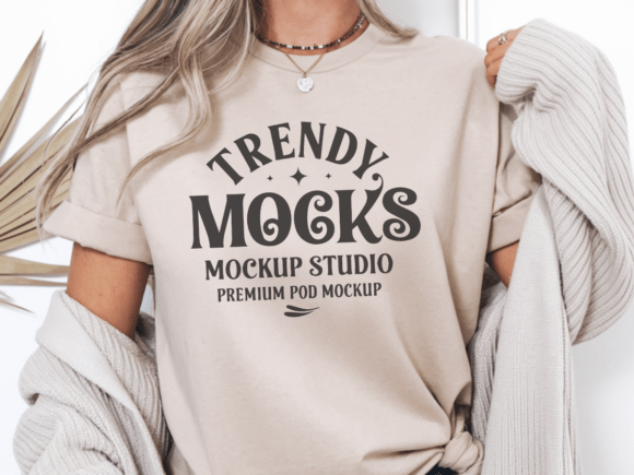 Download Gildan 64000 Sand T-shirt Mockup 3 - Shirt mockup Collection