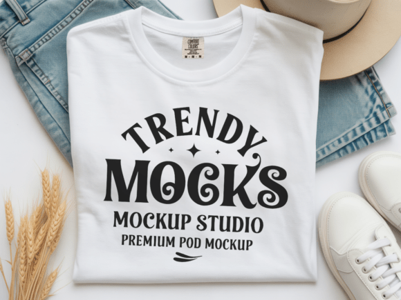 Download White C1717 Flat Lay T-shirt Mockup - Shirt mockup Collection