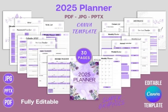 Download Editable 2025 Planner Canva Template KDP - Kdp Collection
