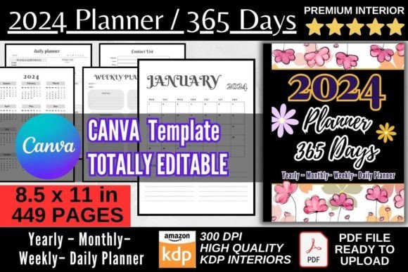 Download 2024 Planner 365 Days / Canva KDP - Kdp Collection
