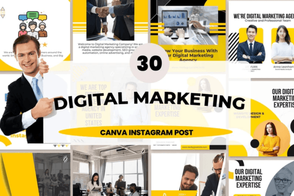 Download 30 Post Instagram Canva Marketing Agency - Instagram Collection