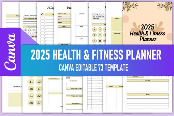 Download 2025 Health &amp; Fitness Planner Canva Kdp - Kdp Collection