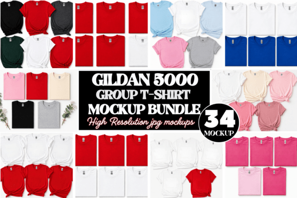 Download Gildan 5000 Group T-Shirt Mockup Bundle - Shirt mockup Collection