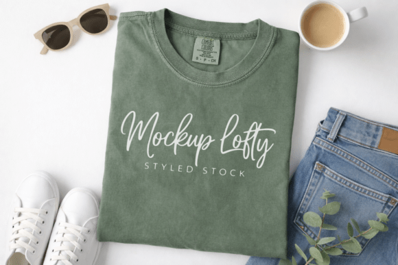 Download C1717 Moss Flat Lay T-shirt Mockup - Shirt mockup Collection