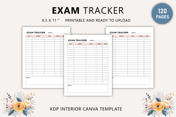 Download Exam Tracker Canva Template KDP Interior - Kdp Collection