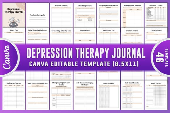 Download Depression Therapy Journal Canva Kdp - Kdp Collection