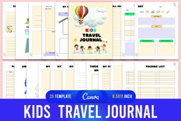 Download Kids Travel Journal Canva Template KDP - Kdp Collection