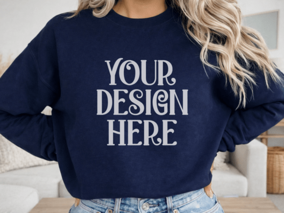 Download Gildan 18000 Navy Sweatshirt Mockup - Shirt mockup Collection