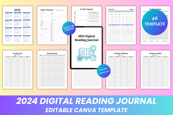 Download 2024 Digital Reading Journal Canva KDP - Kdp Collection