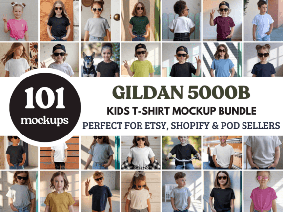 Download Kids Gildan 5000B T-shirt Mockup Bundle - Shirt mockup Collection