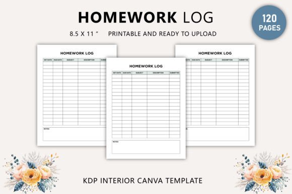 Download Homework Log Canva Template KDP Interior - Kdp Collection