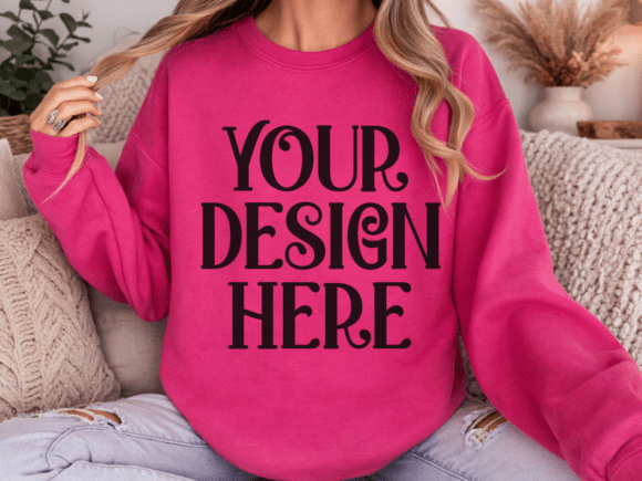 Download Gildan 18000 Heliconia Sweatshirt Mockup - Shirt mockup Collection