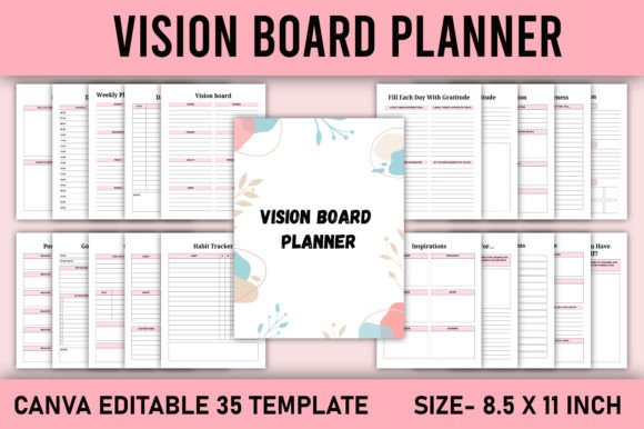 Download Vision Board Planner Canva Template KDP - Kdp Collection